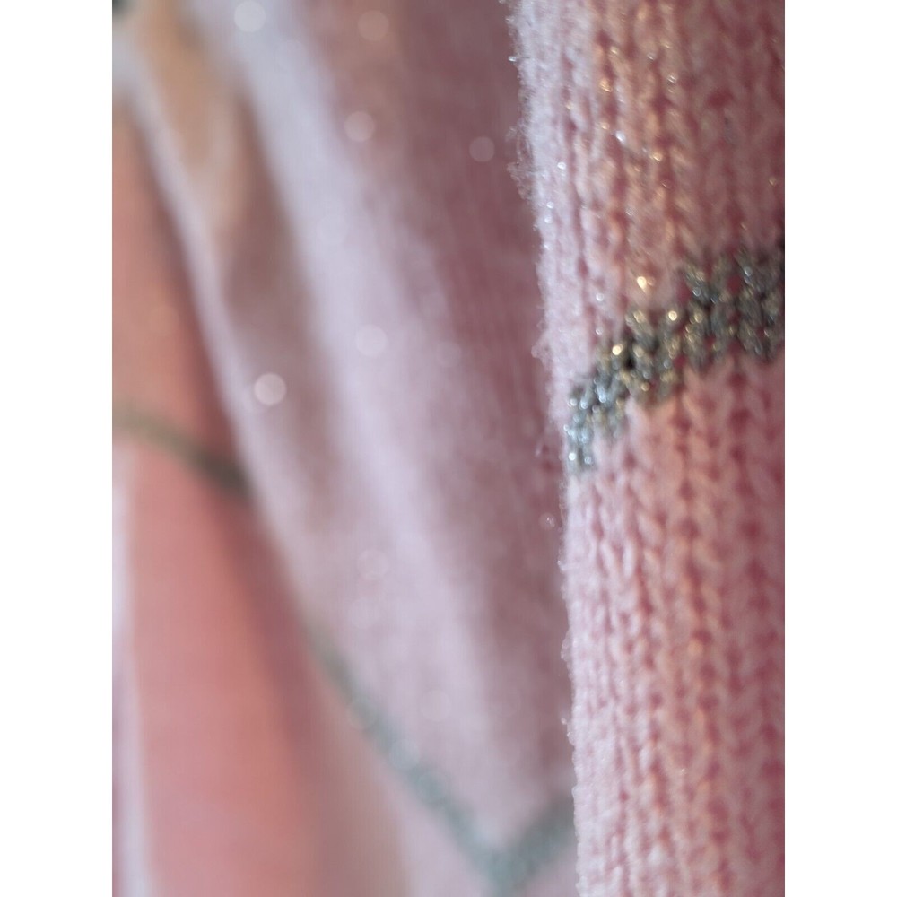 Sussan Kent Tinsel Sweater Women's M Bubblegum Pink V Pullover 80's Vintage - Picture 4 of 6
